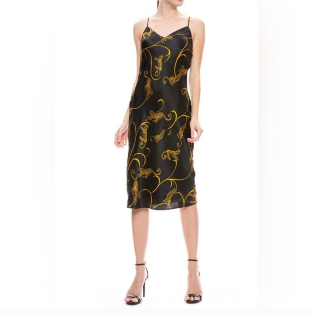 L'AGENCE Jodie Tiger Print Silk Slip Dress